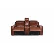 Natalia Caramel Leather Power Loveseat Console Recliner