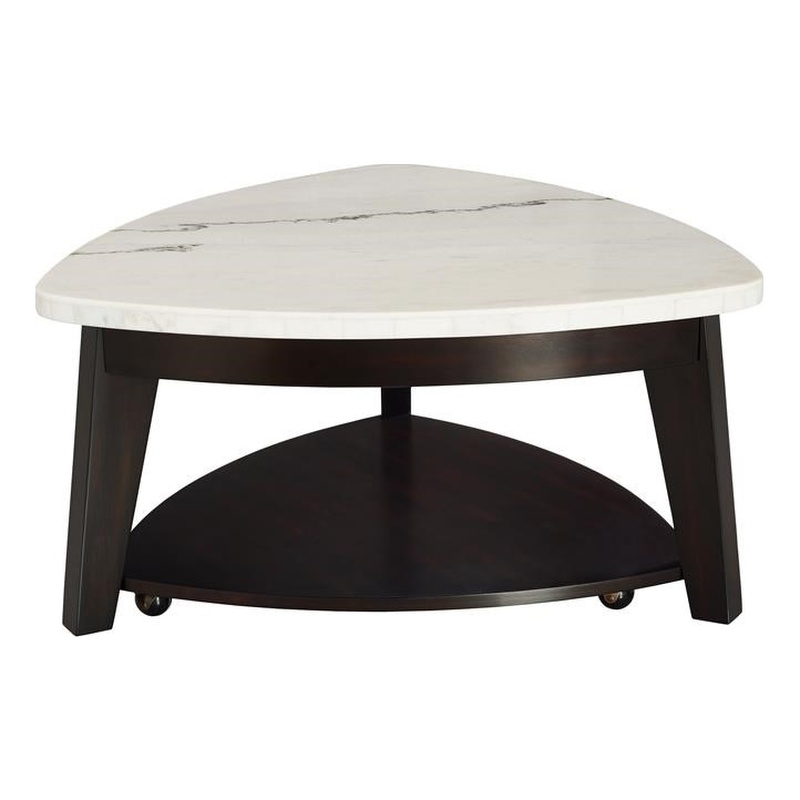 Francis White Marble Top Cocktail Table with Black Base