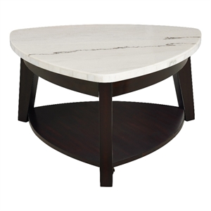 Francis White Marble Top Cocktail Table with Black Base