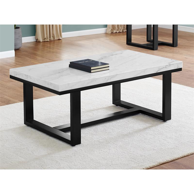 Lucca White Marble Top Cocktail Table