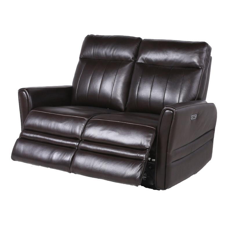Coachella Brown Leather Power Recliner Loveseat