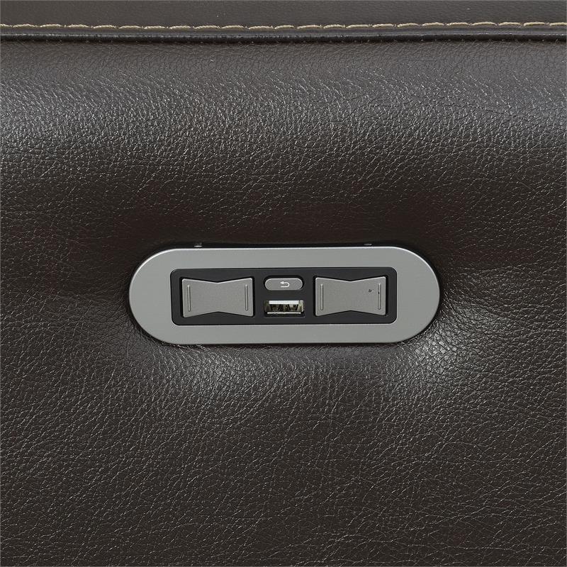 Coachella Brown Leather Power Recliner Loveseat