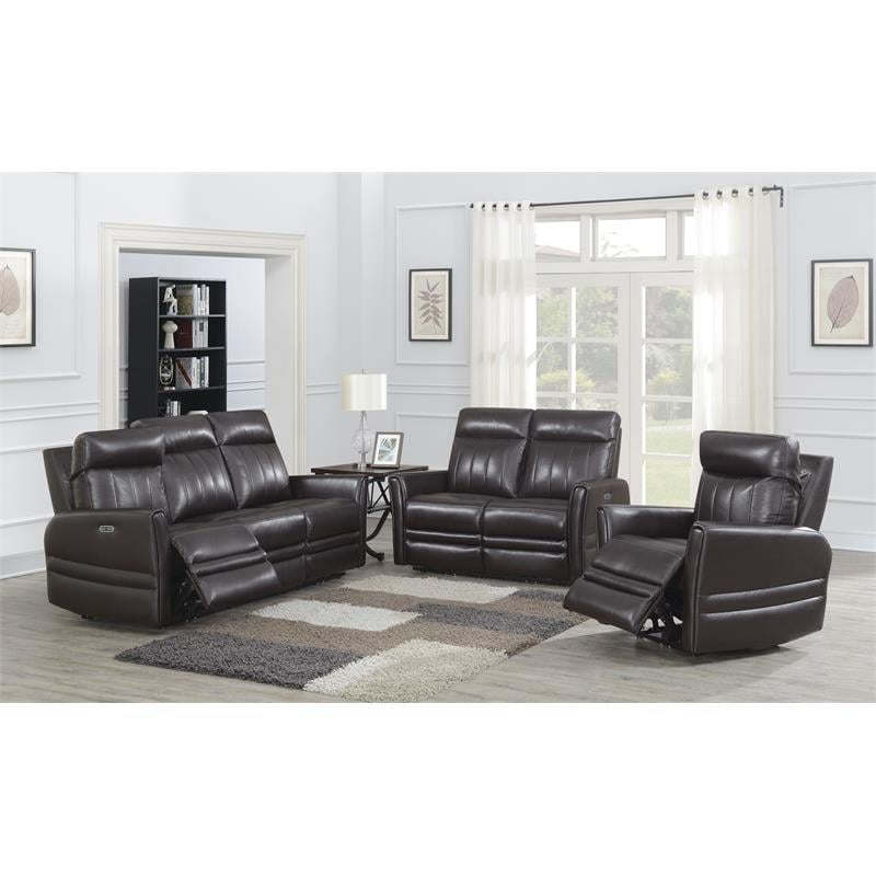 Coachella Brown Leather Power Recliner Loveseat
