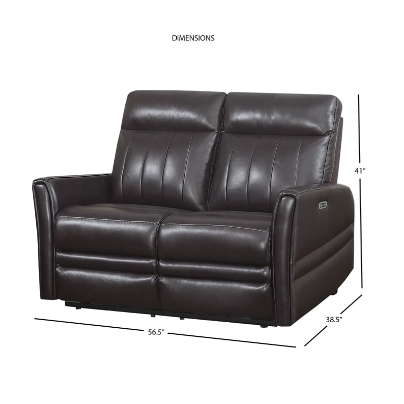 Coachella Brown Leather Power Recliner Loveseat