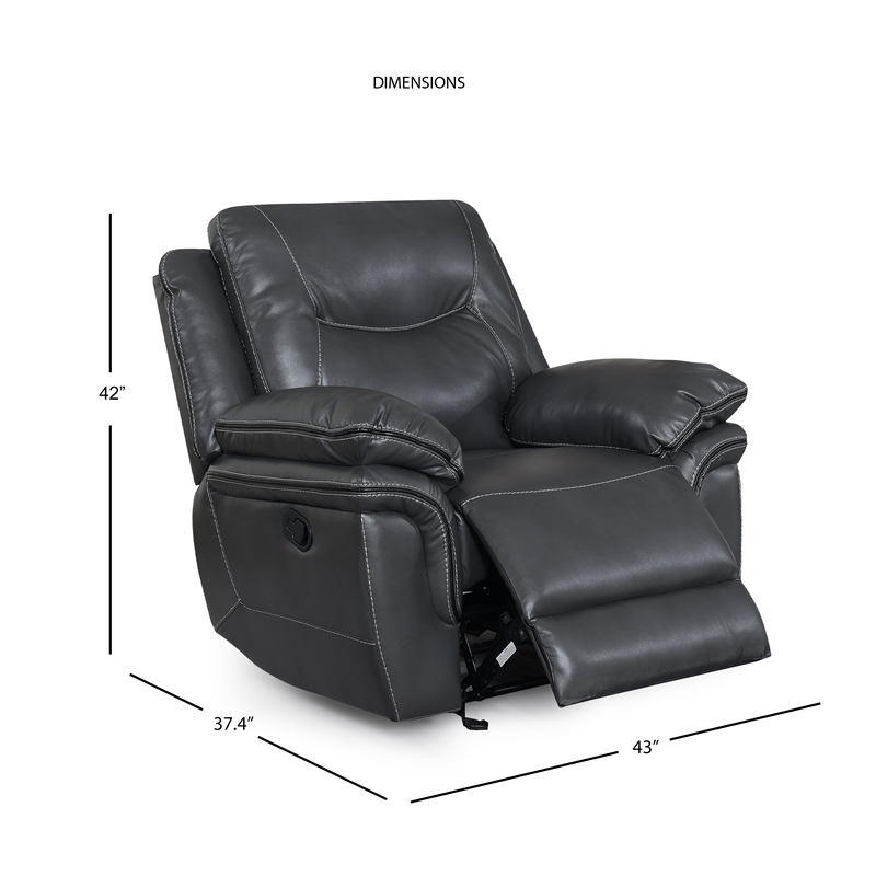 Steve Silver Isabella Gray Vinyl Recliner Chair