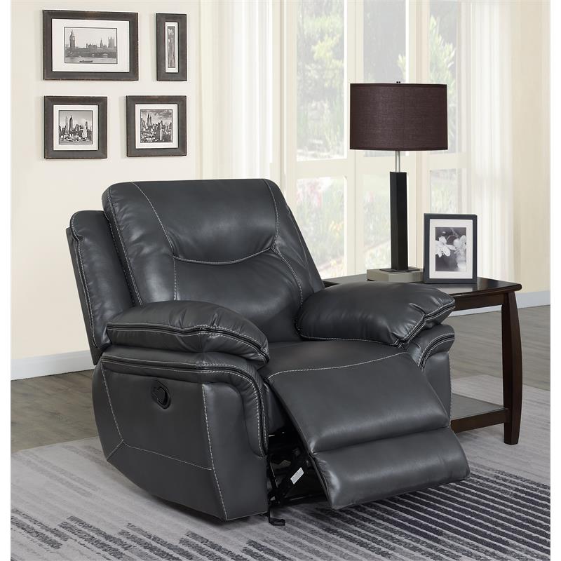 Steve Silver Isabella Gray Vinyl Recliner Chair