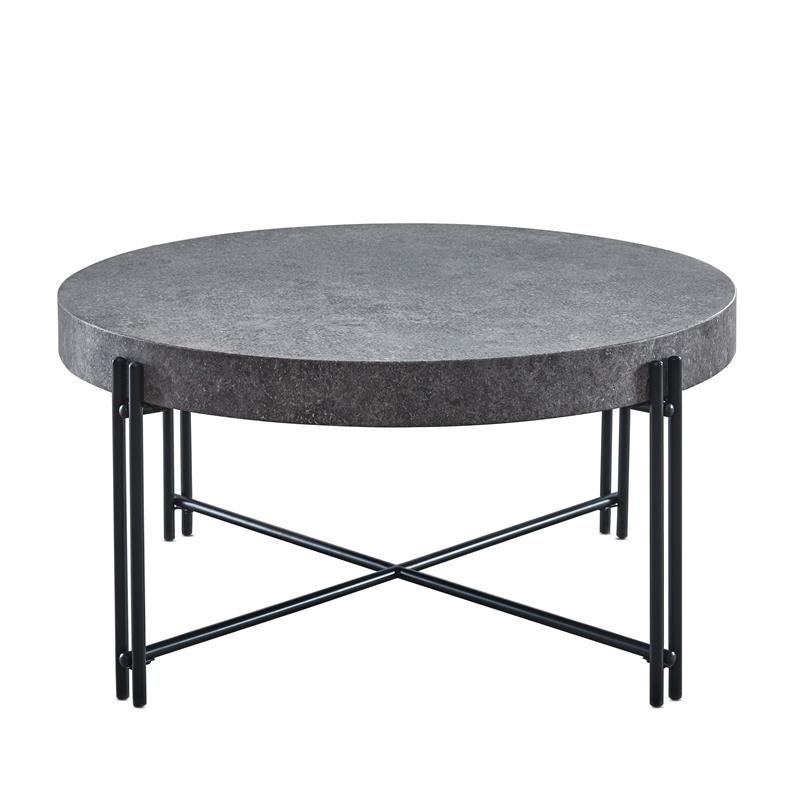 Steve Silver Round Mottled Gray and Black Metal Base Cocktail