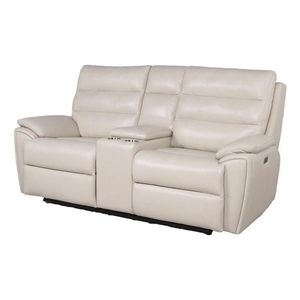 steve silver duval ivory leather power console loveseat