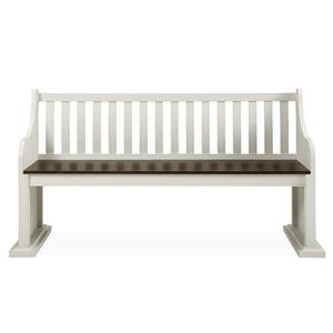 steve silver joanna two-tone ivory and dark oak farmhouse dining bench with back