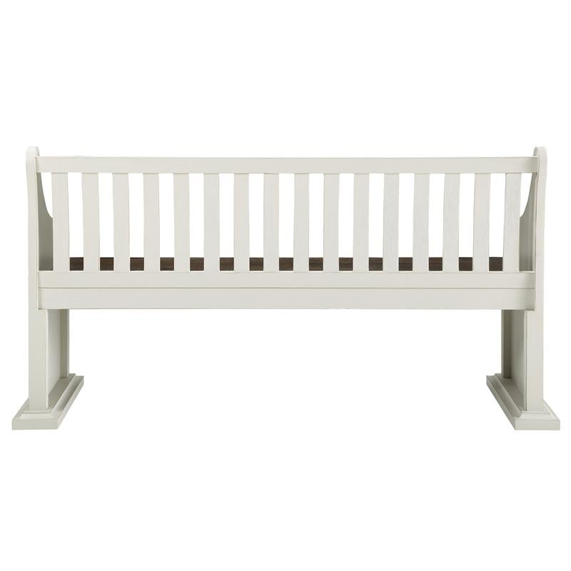 Steve Silver Joanna Two-Tone Ivory and Dark Oak Farmhouse Dining Bench with Back