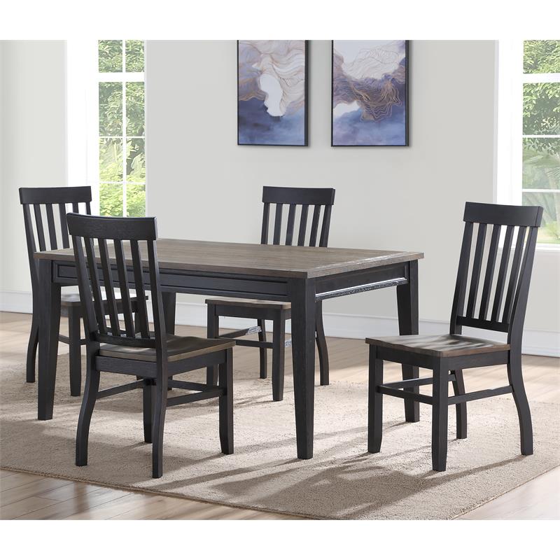 Steve Silver Raven Noir Two-Tone Ebony and Driftwood 5-Piece Dining Set
