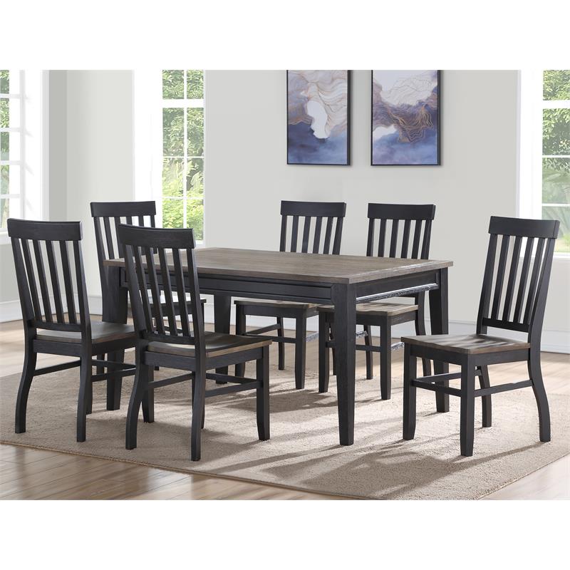 Steve Silver Raven Noir Two-Tone Ebony and Driftwood 7-Piece Dining Set