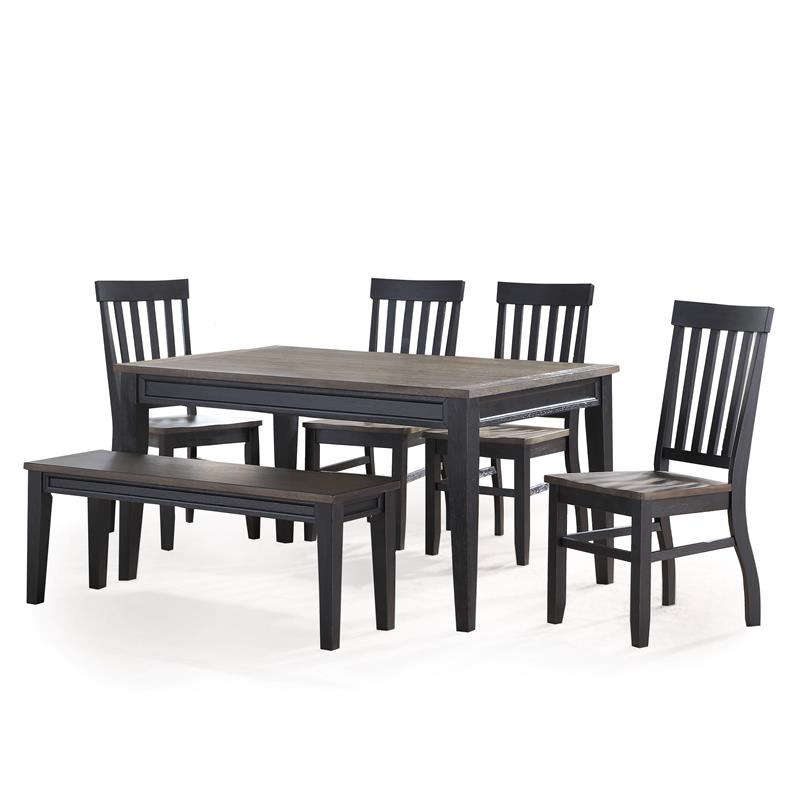 Steve Silver Raven Noir Two-Tone Ebony and Driftwood 6-Piece Dining Set