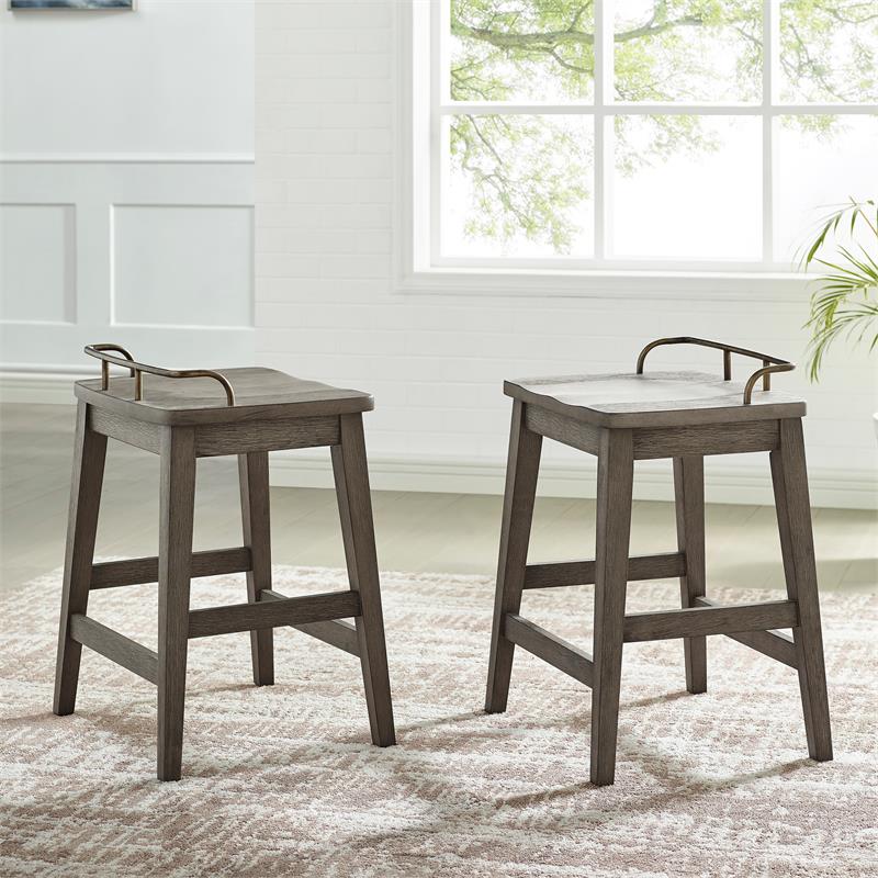 Ryan Rustic Smokey Oak Solid Wood Counter Stool