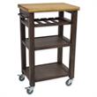 Steve Silver Belden Solid Wood Gray-Brown Kitchen Cart with Locking Casters
