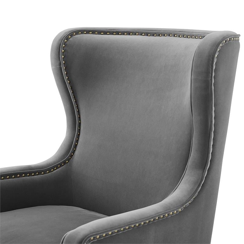 Steve Silver Rosco Modern Wingback Charcoal Velvet Accent Chair