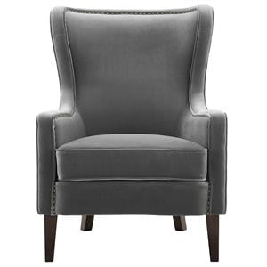 Steve Silver Rosco Modern Wingback Charcoal Velvet Accent Chair