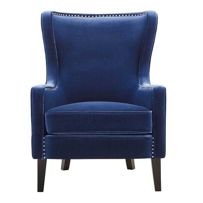 Steve Silver Rosco Modern Wingback Navy Velvet Accent Chair