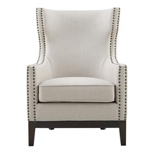 Steve Silver Roswell Beige Linen Accent Chair with Nailhead Trim