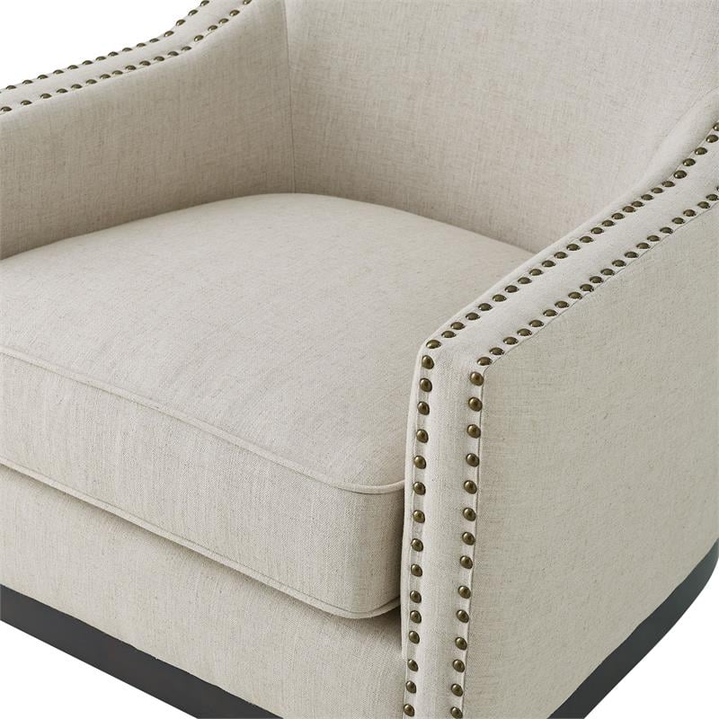 Steve Silver Roswell Beige Linen Accent Chair with Nailhead Trim