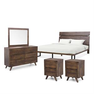steve silver pasco 5 piece solid wood bedroom set in distressed cocoa