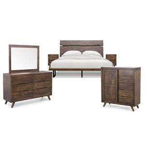 steve silver pasco 6 piece solid wood bedroom set in distressed cocoa