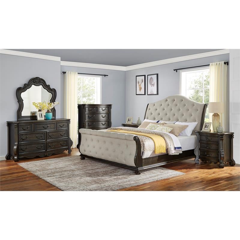 Steve Silver Rhapsody Multi-step Molasses Queen 6-Piece Wood Sleigh Bedroom Set