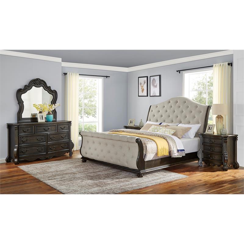 Steve Silver Rhapsody Multi-step Molasses King Wood 5-Piece Sleigh Bedroom Set