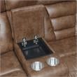 Steve Silver Brock Cinnamon Faux Leather Power Recliner Console Loveseat