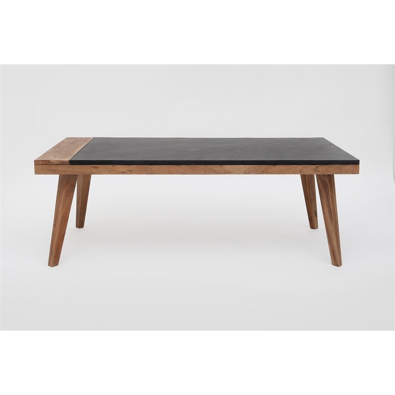 Steve Silver Caspian Slate and Natural Matte Wood Finish Cocktail Table
