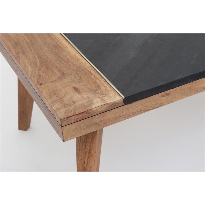 Steve Silver Caspian Slate and Natural Matte Wood Finish Cocktail Table