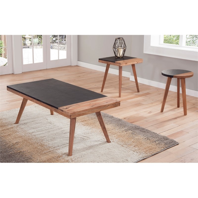 Steve Silver Caspian Slate and Natural Matte Wood Finish Cocktail Table
