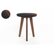 Caspian Slate/Natural Matte Finish Round Accent End Table with Brown wood detail