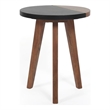 Caspian Slate/Natural Matte Finish Round Accent End Table with Brown wood detail