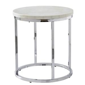Echo White Marble and ChromeMetal Round Contemporary End Table