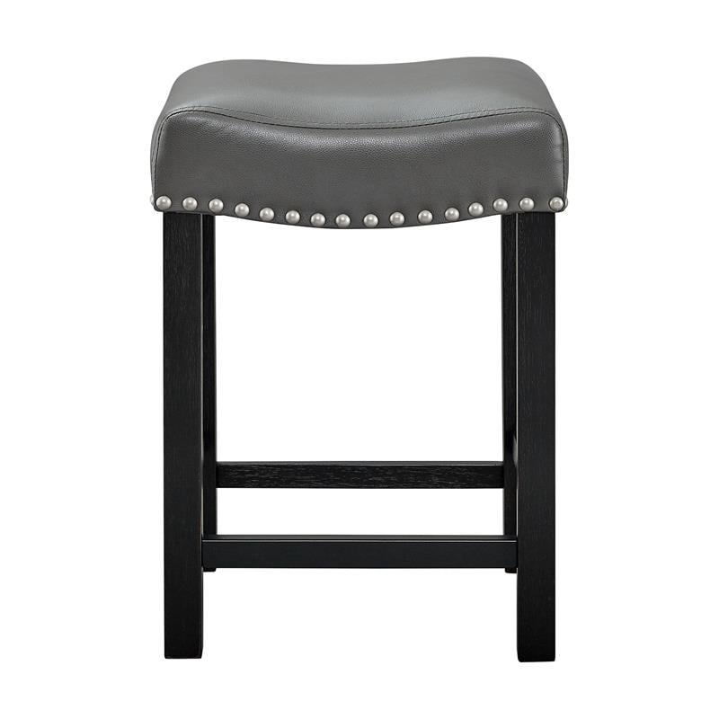 Steve Silver Aspen Gray Faux Leather Solid Wood Counter Stool