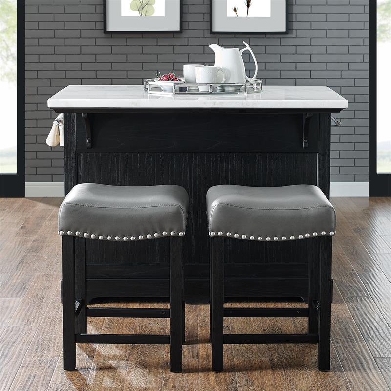 Steve Silver Aspen Gray Faux Leather Solid Wood Counter Stool