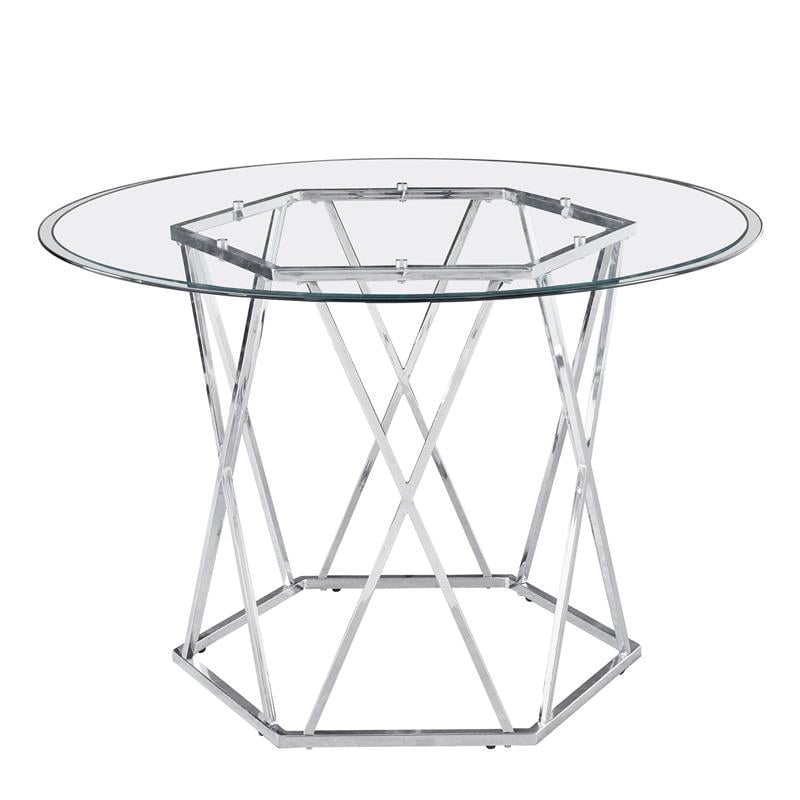 Steve Silver Escondido Chrome and Glass Top Dining Table
