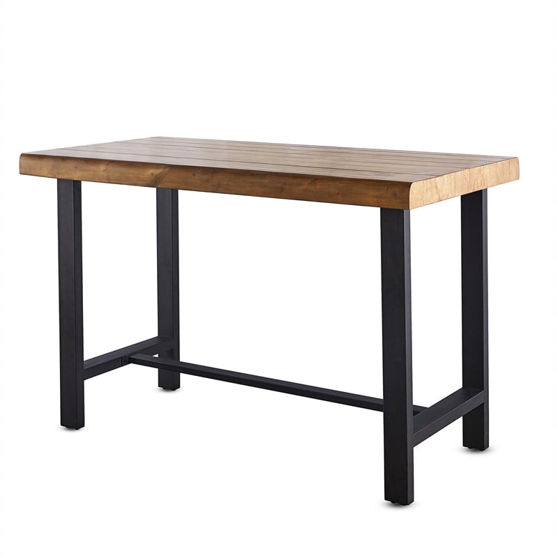 Steve Silver Landon Natural Honey Brown Wood and Black Metal Counter Stool