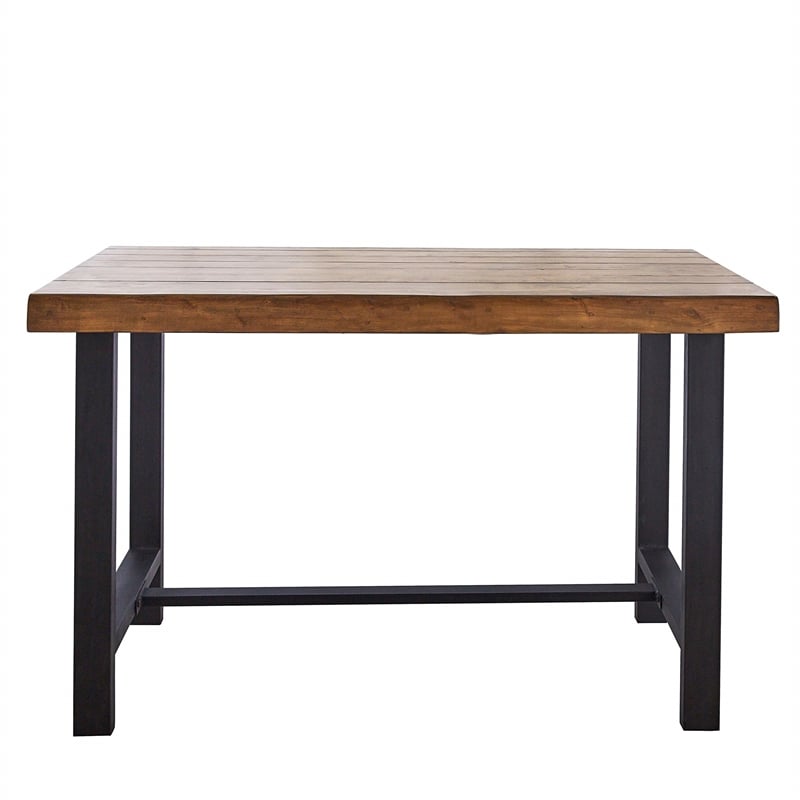 Steve Silver Landon Natural Honey Brown Wood and Black Metal Counter Stool