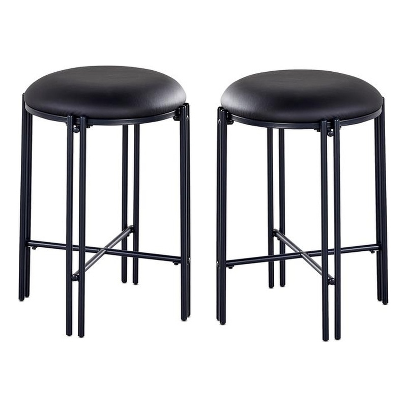 Steve Silver Black Backless Round Metal Counter Stool Cymax