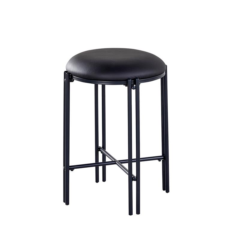 Steve Silver Black Backless Round Metal Counter Stool Cymax
