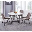 Ramona White Marble Top Round Bronze Metal Base Dining Table