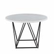 Ramona White Marble Top Round Bronze Metal Base Dining Table