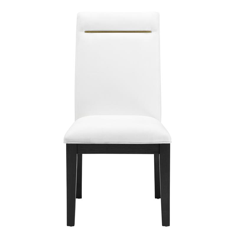 Steve Silver Yves White Fabric and Rubbed Charcoal Dining Side Chair