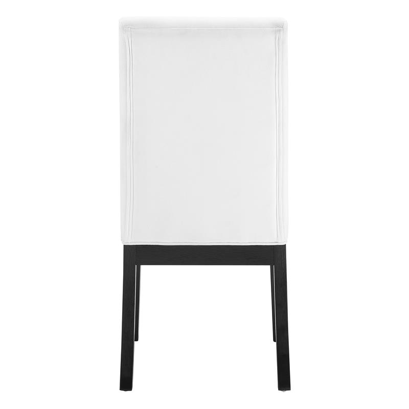 Steve Silver Yves White Fabric and Rubbed Charcoal Dining Side Chair