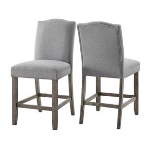 Steve Silver Grayson Driftwood and Gray Fabric Counter Chair