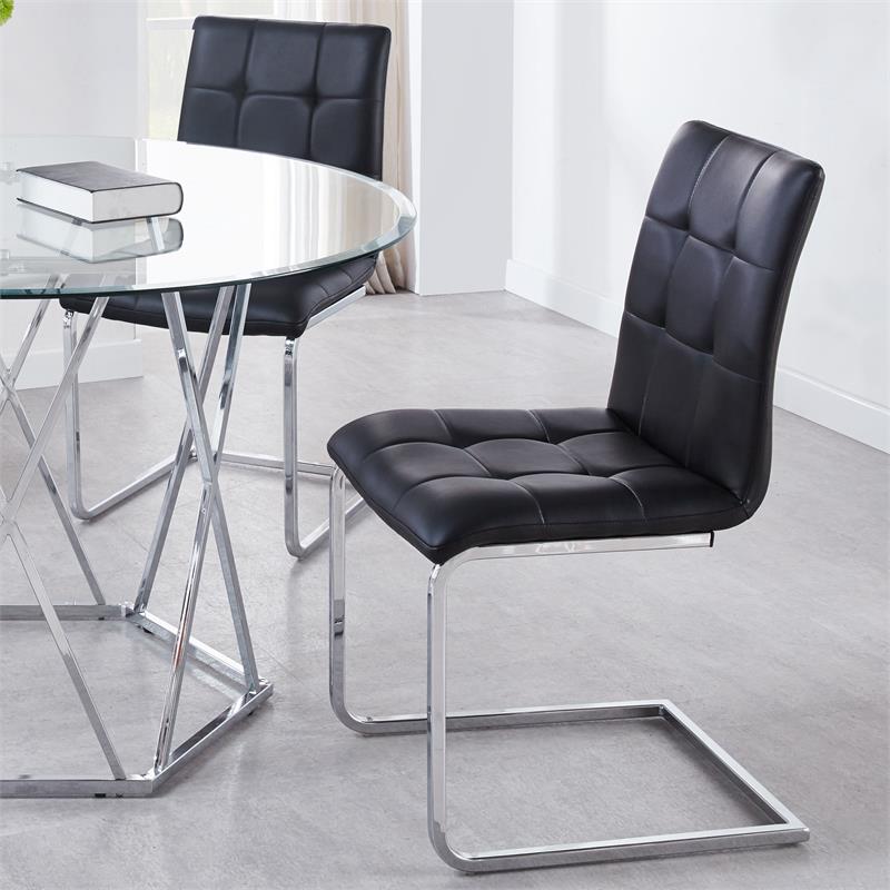 Steve Silver Escondido Glass Top 5-Piece Dining Set with Black Chairs