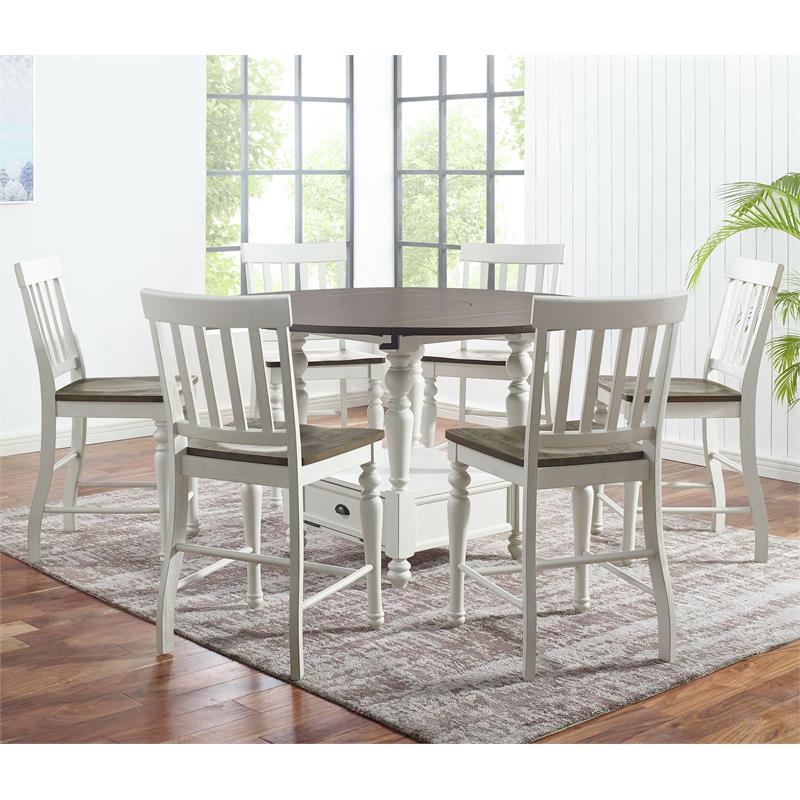 Steve Silver Joanna Two-Tone Ivory and Dark Oak 7-Piece Counter Height Set