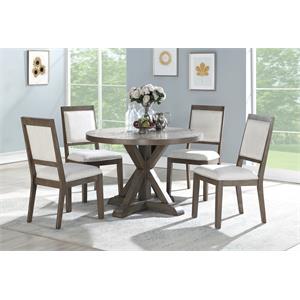 Steve Silver Molly Grey Washed 48-Inch Round 5-Piece Dining Set